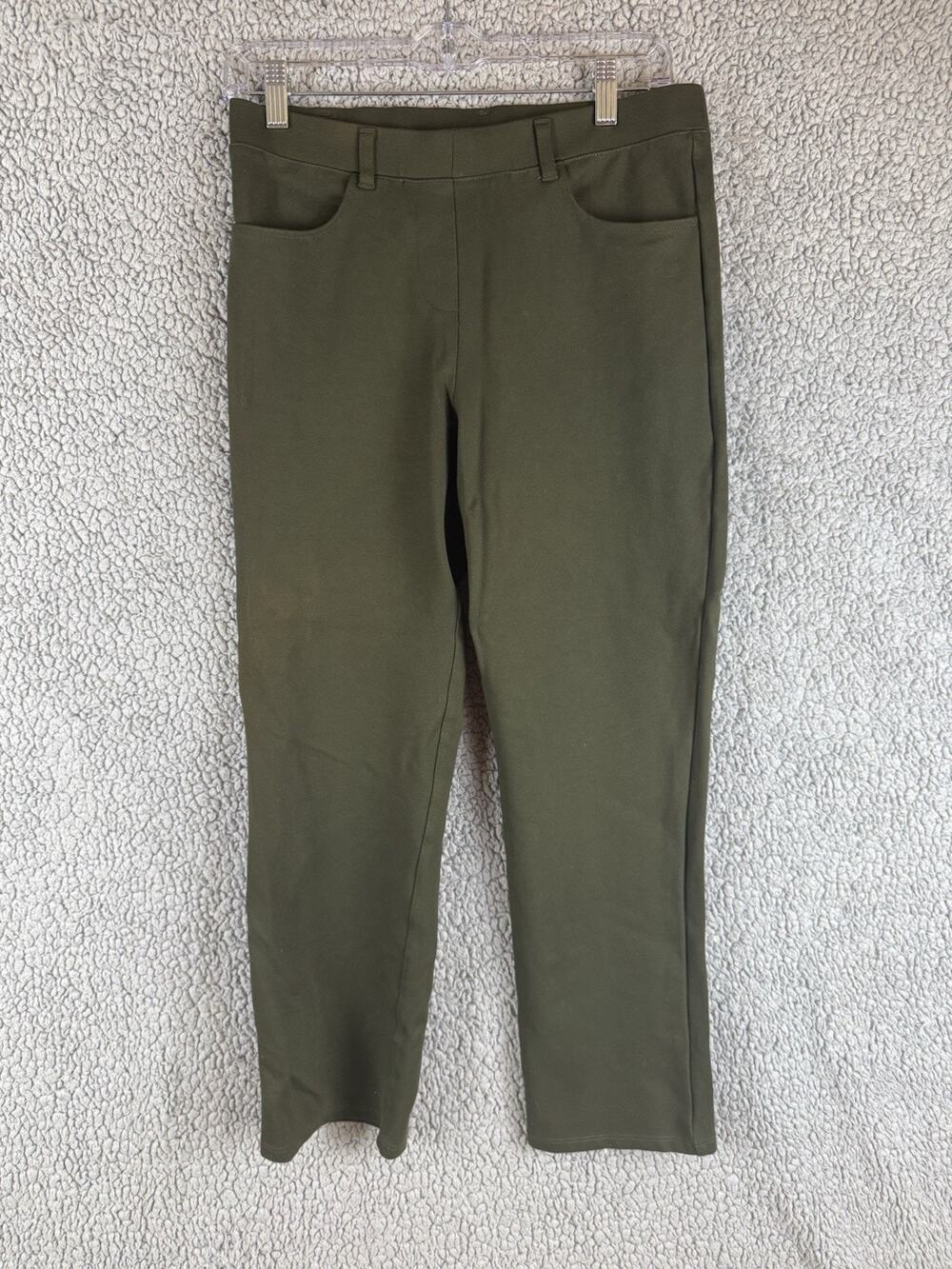 Quince Olive Green Pull On Ultra Stretch Ponte Straight Leg 4 Pocket Pant Medium